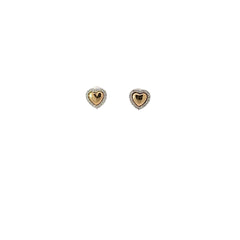 14k Two Tone .20ct G SI1 Round Diamond Puffed Heart Hallow Stud Earrings