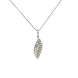 Ladies 18K White Gold Diamond feather necklace