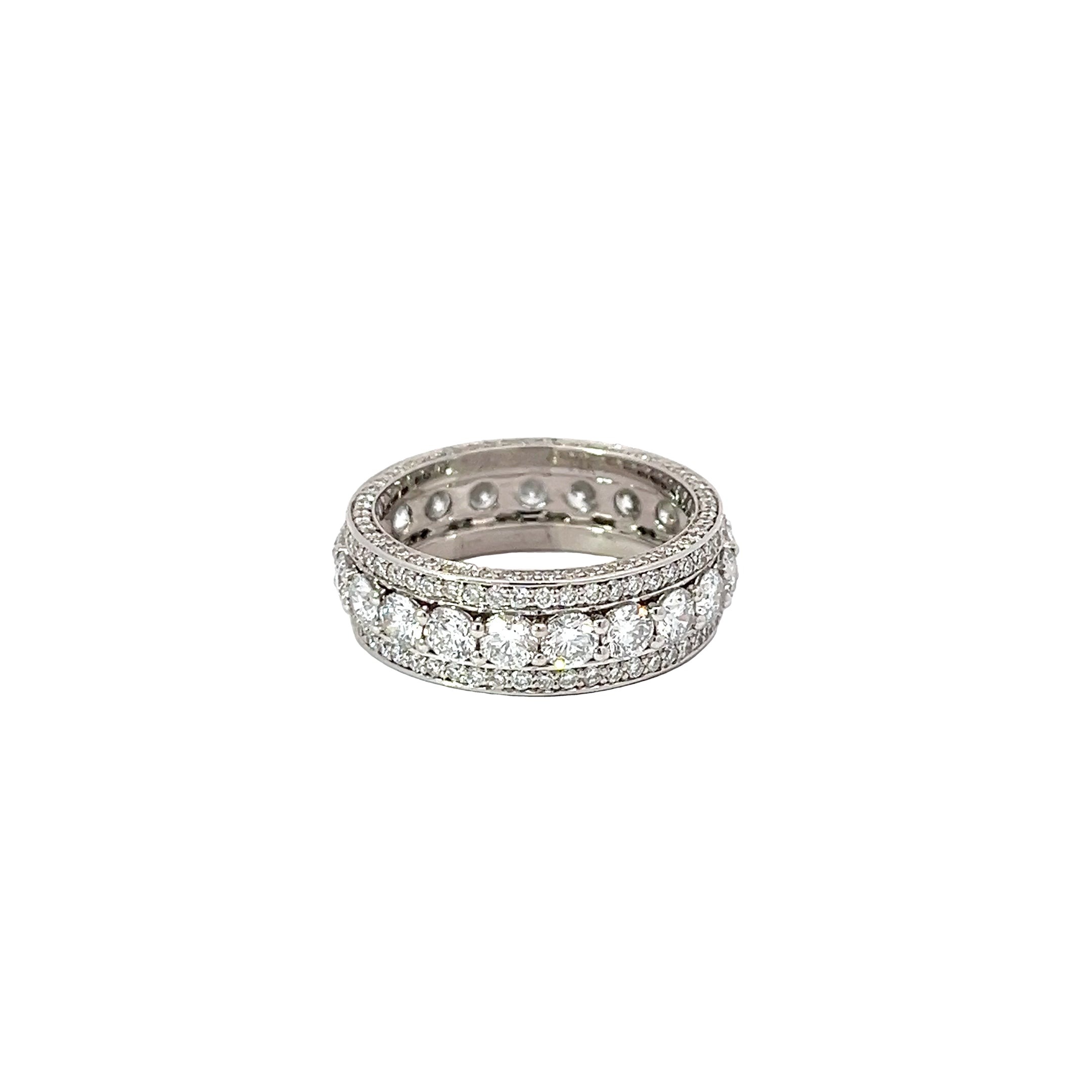 14k White Gold 4.00 G SI1 Round Diamond Eternity Men Wedding Band SIZE 9