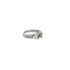 14k White Gold .52CT F VS2 Round Diamond Semi Mount ring