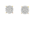 10k Yellow Gold 1.00ct F SI1 Round Diamond Pave Set Stud Earrings 9mm