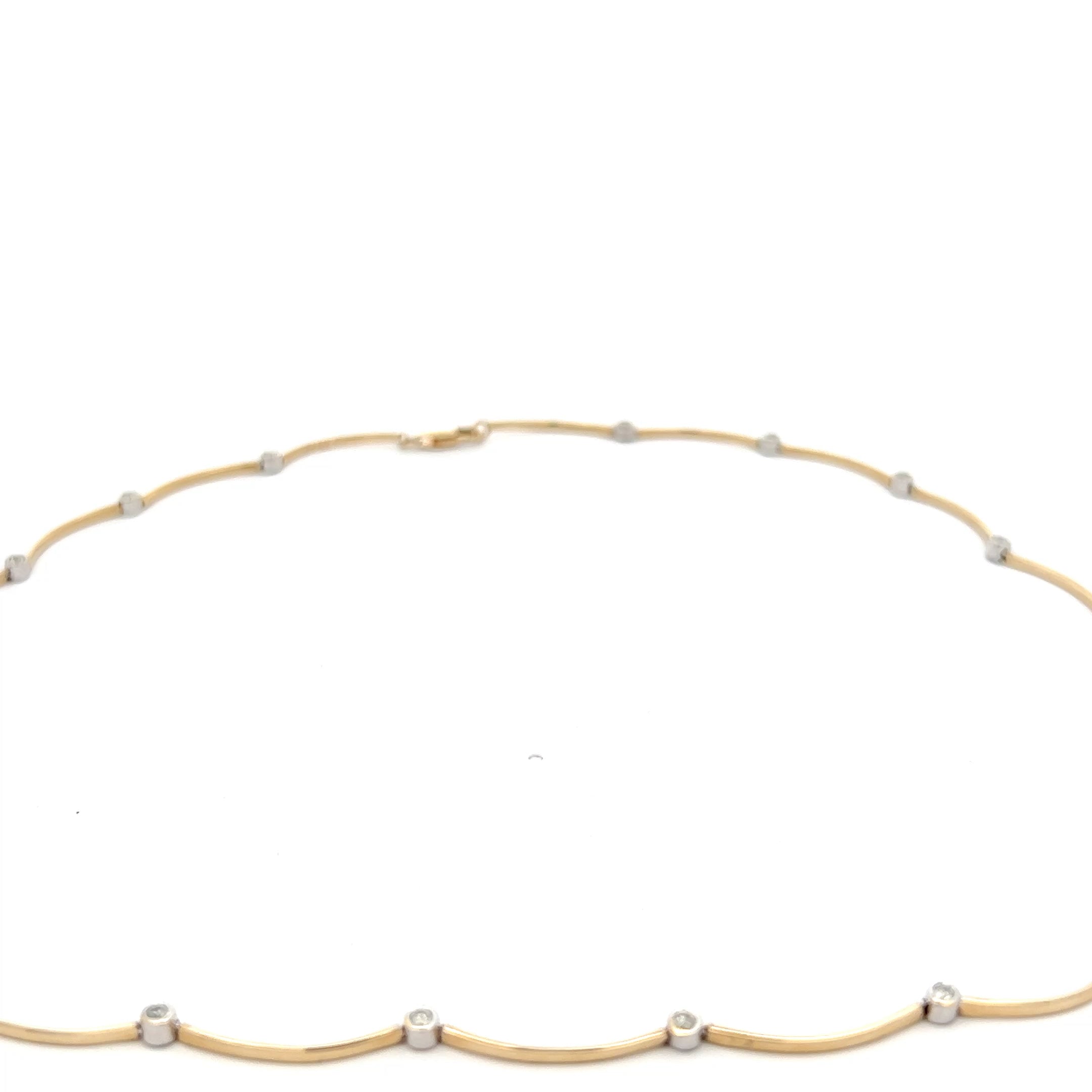 14k Yellow Gold .55ct G SI1 Round Diamond Bezel Set Bar Necklace 18" inch