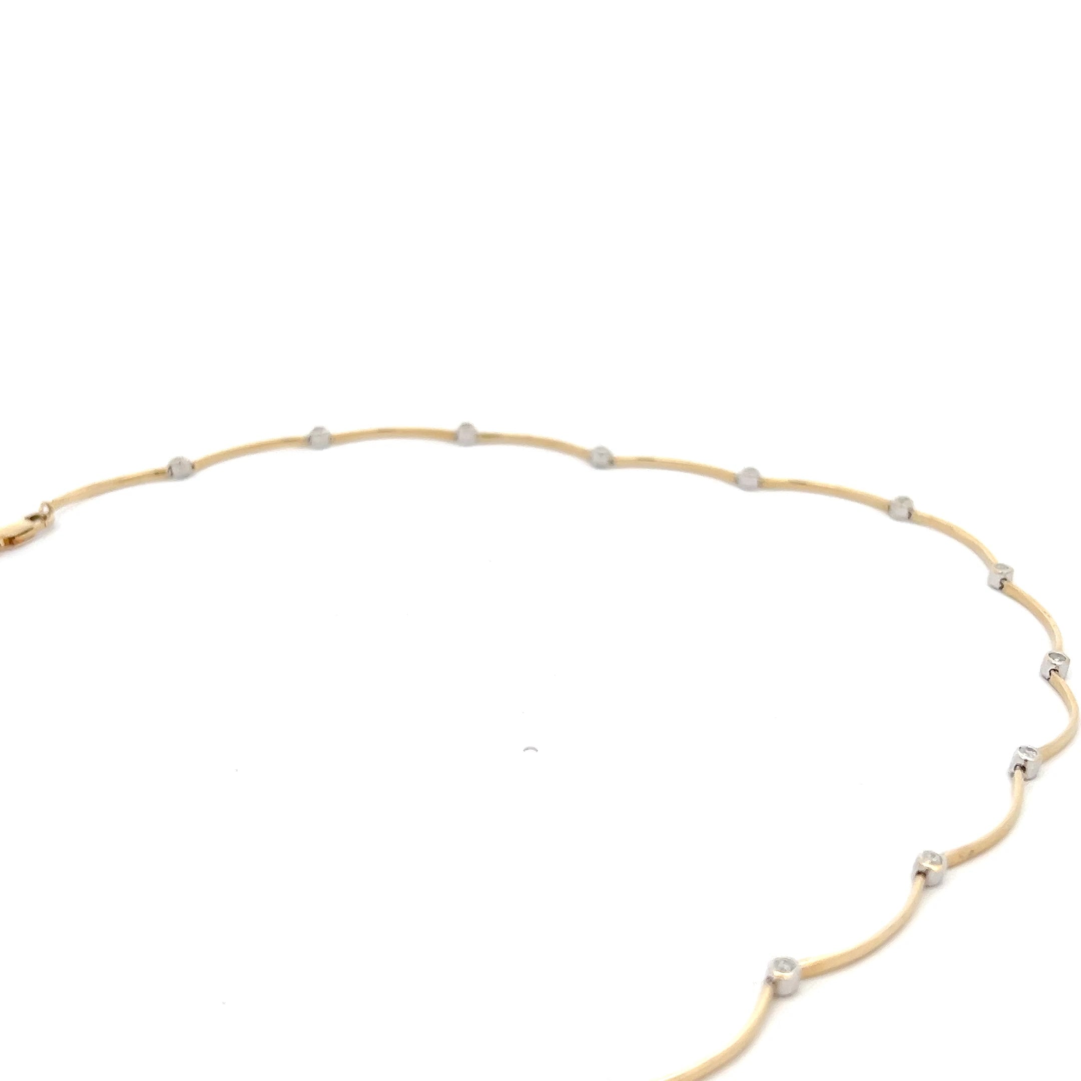 14k Yellow Gold .55ct G SI1 Round Diamond Bezel Set Bar Necklace 18" inch