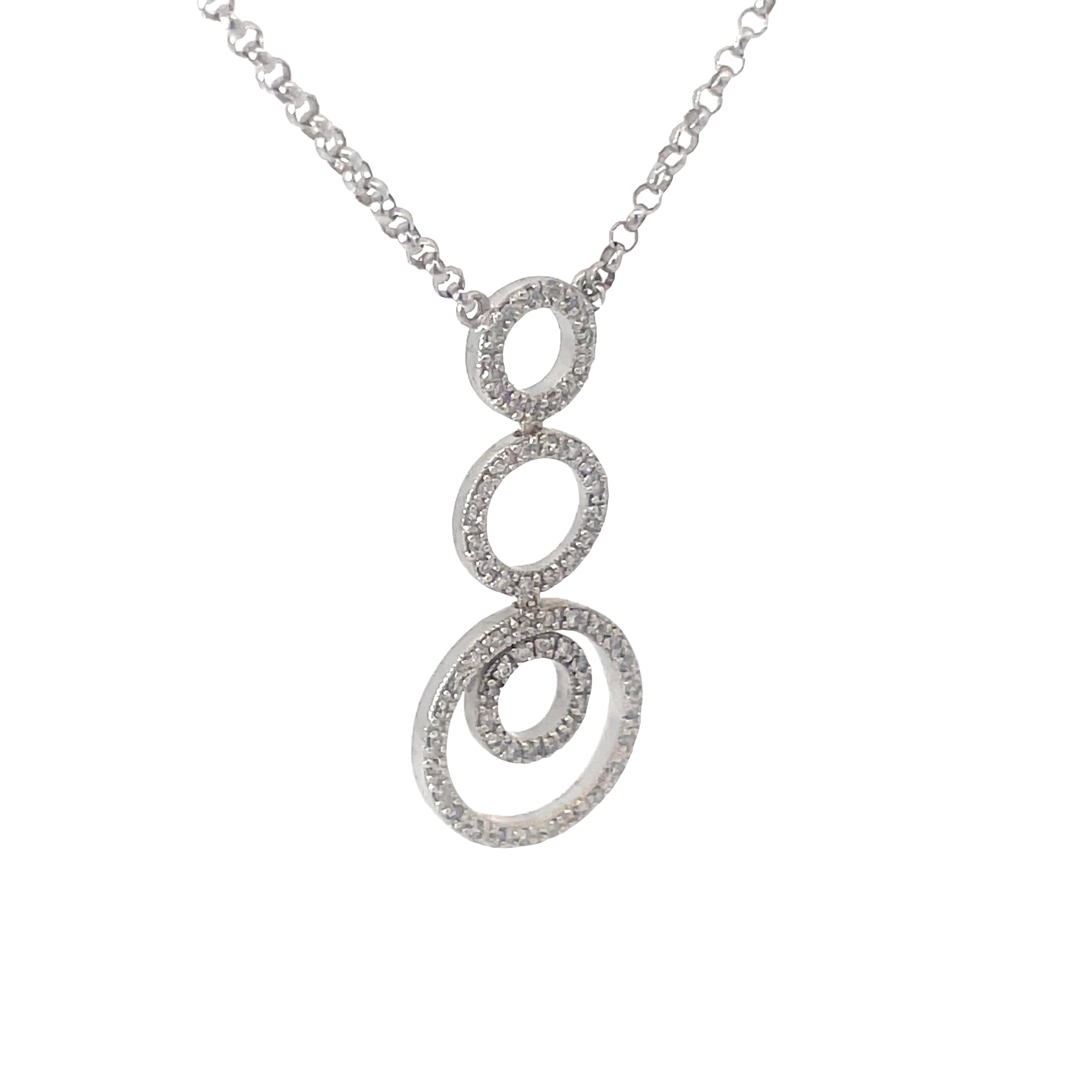 14K WHITE GOLD .40CT H SI1 ROUND DIAMOND CIRCLE GRADUATED NECKLACE