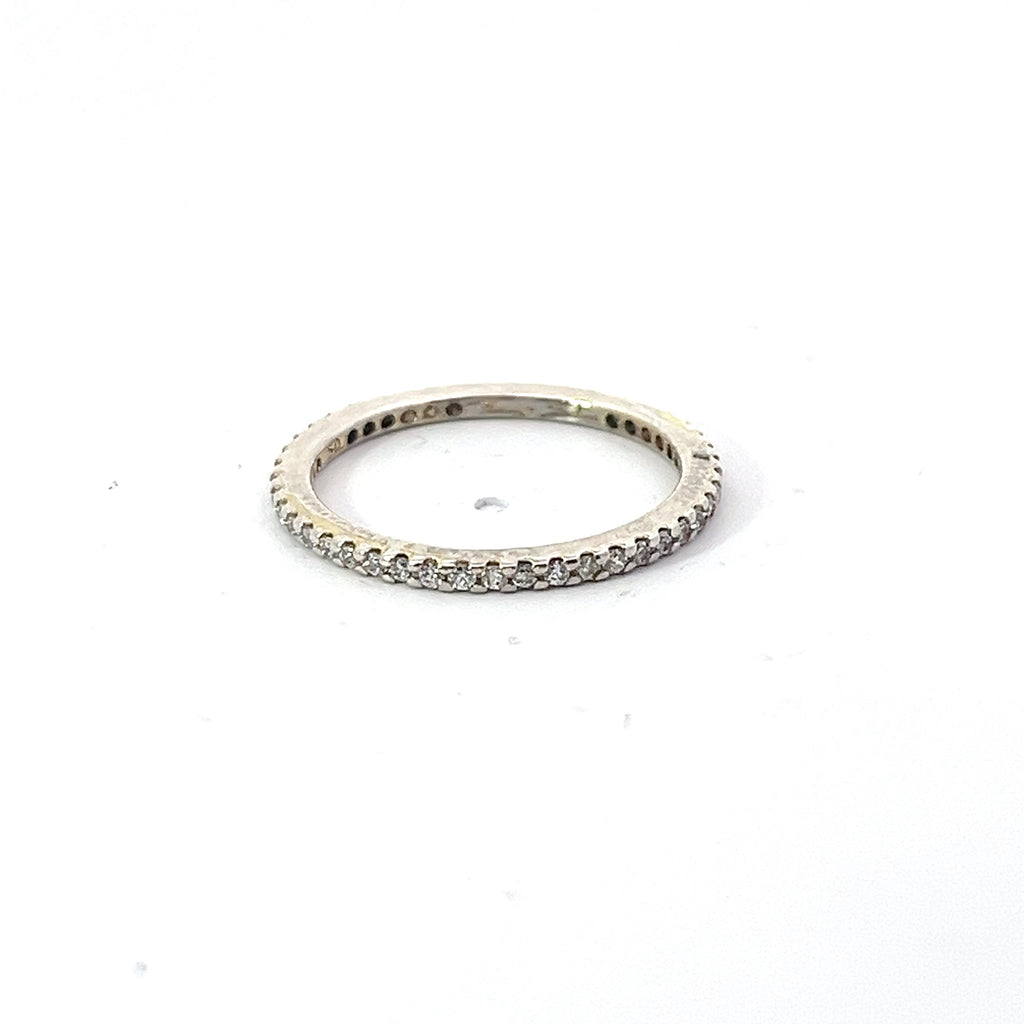 Pre-Owned Thomas Sabo 925 Clear CZ Thin Eternity Band Ring
