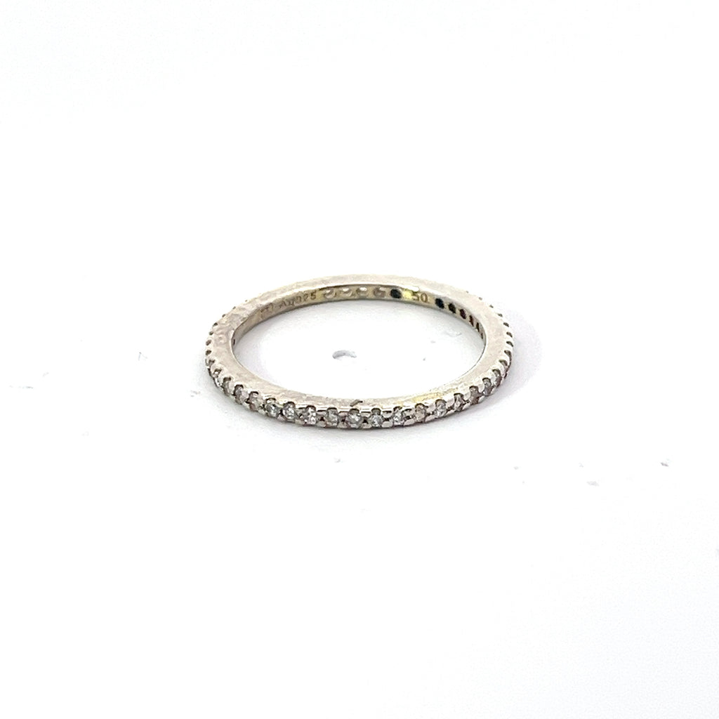 Pre-Owned Thomas Sabo 925 Clear CZ Thin Eternity Band Ring