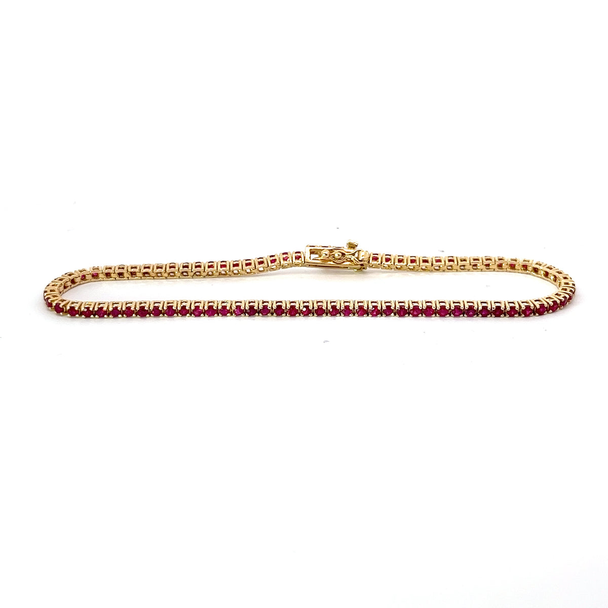 Ladies 14k Yellow Gold Ruby tennis bracelet