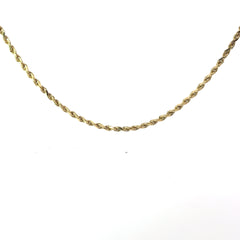 14k Yellow Gold 6 Grams Rope Necklace 2mm 16"inch