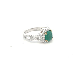 18k White Gold 1.37ct Columbian Emerald .50ct F VS2 Round Diamond Ring Certified By GIA # 5231643425