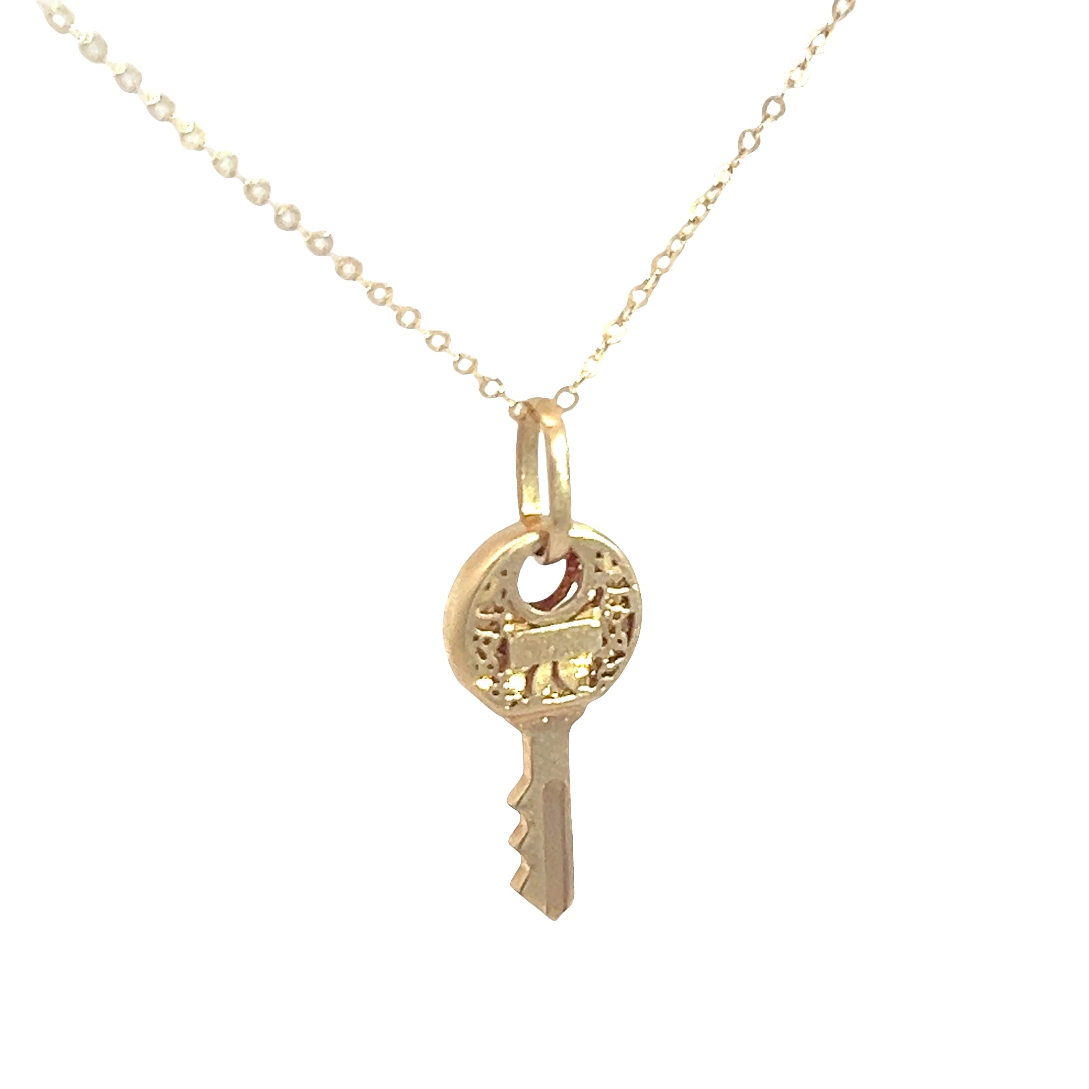 14k Yellow Gold Key Pendant 1.7 gram 18" inch