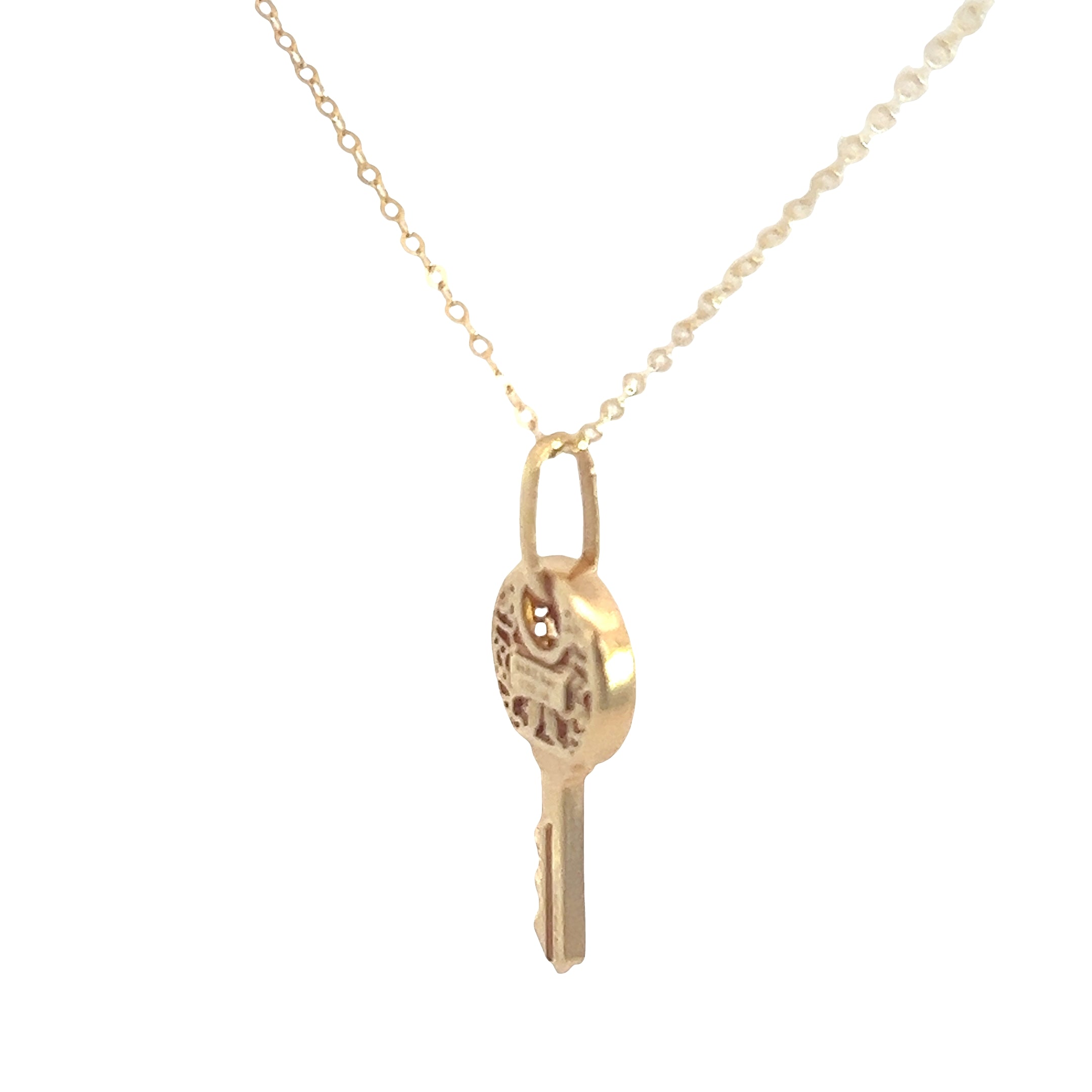 14k Yellow Gold Key Pendant 1.7 gram 18" inch