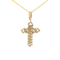 14K YELLOW GOLD 1.25CT GVS2 KELTIC BAGUETTE AND ROUND DIAMOND CROSS