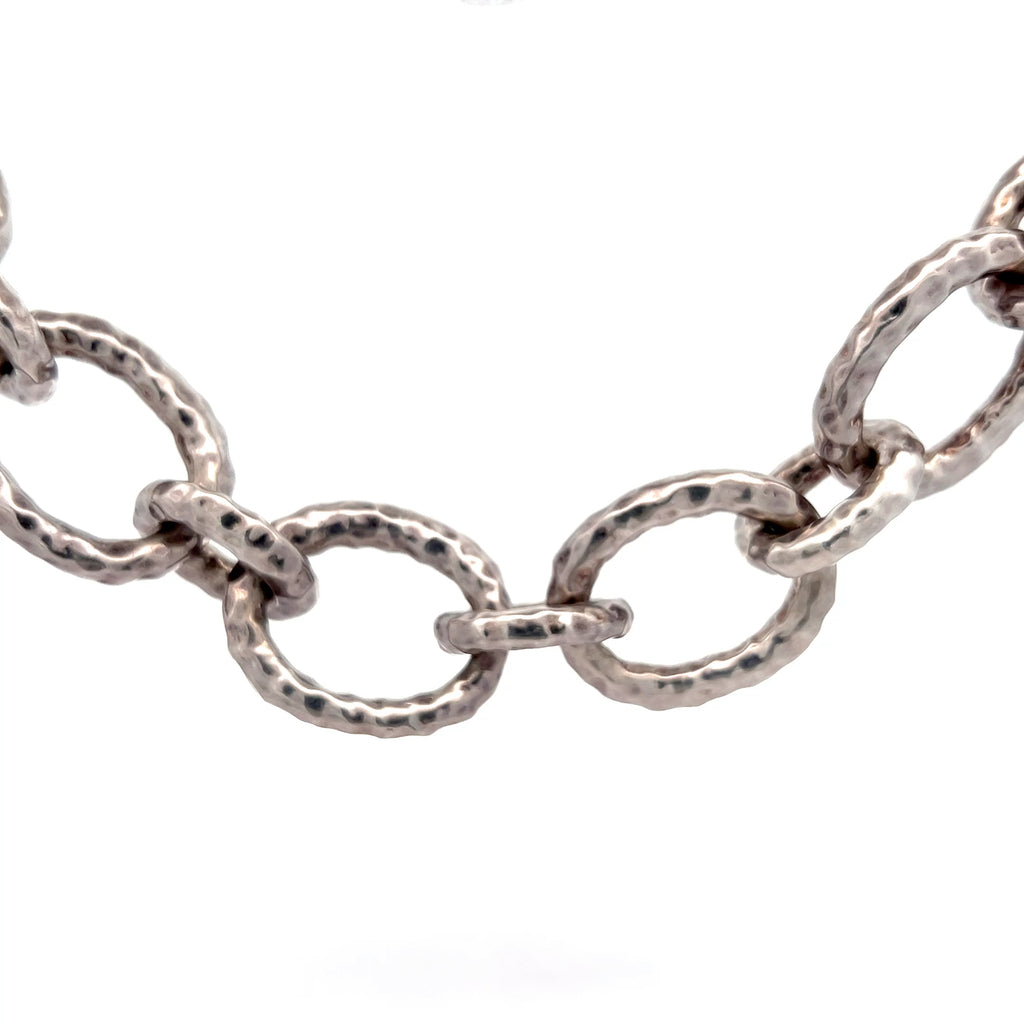 Pre-Owed Ippolita Sterling Silver Hammered Bastine Chunky Toggle Clasp Necklace 18.75 in