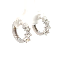 14k White Gold .50ct F VS2 (3) Round Diamond Graduated Huggies Earring