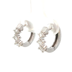 14k White Gold .50ct F VS2 (3) Round Diamond Graduated Huggies Earring