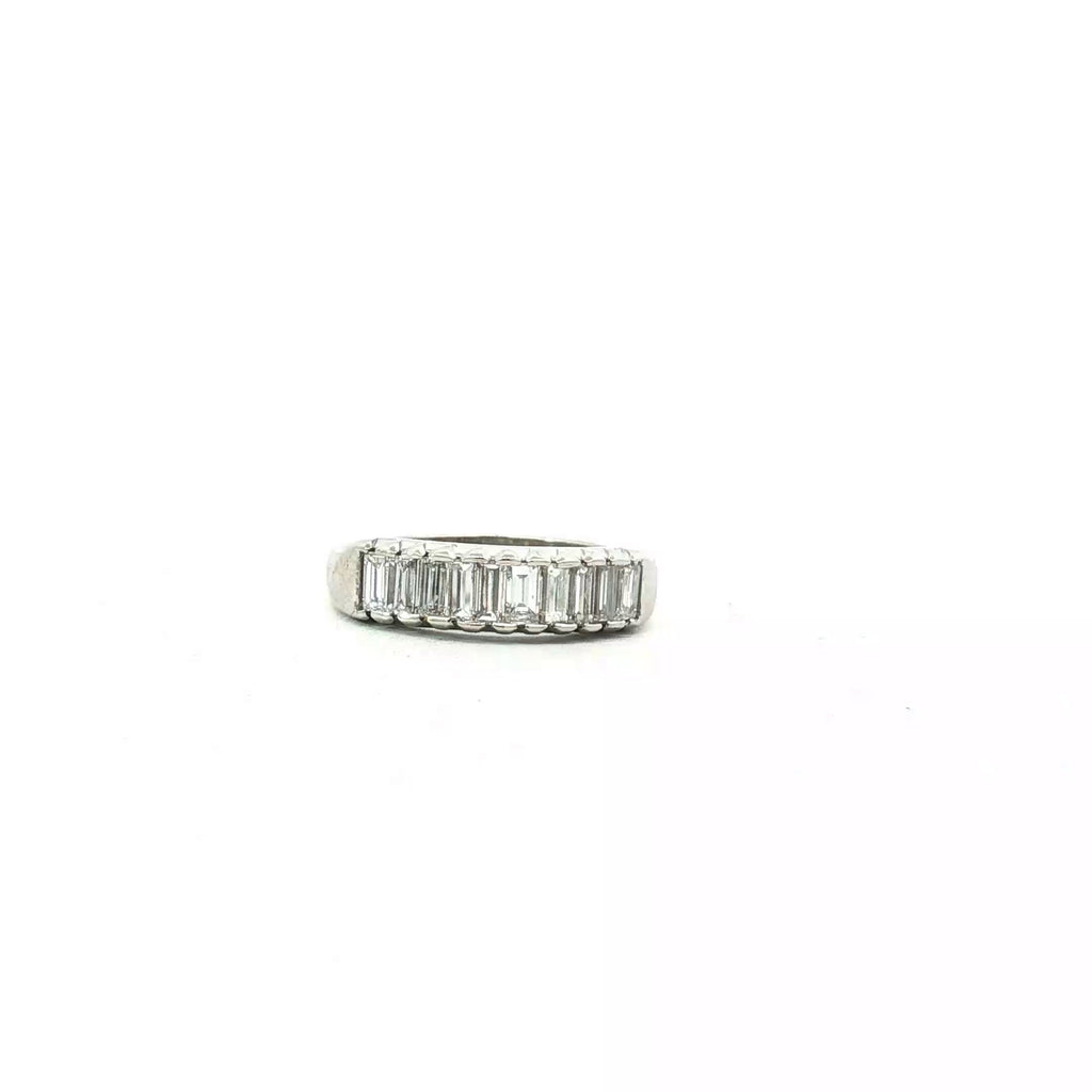 Platinum Vintage 1.00ct E VS2 (10) Baguette North/South Anniversary Wedding Band