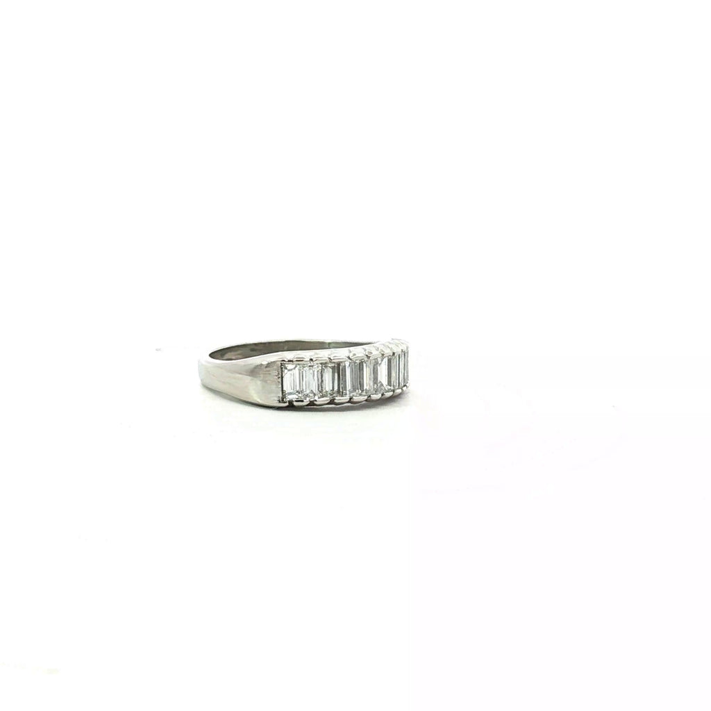 Platinum Vintage 1.00ct E VS2 (10) Baguette North/South Anniversary Wedding Band