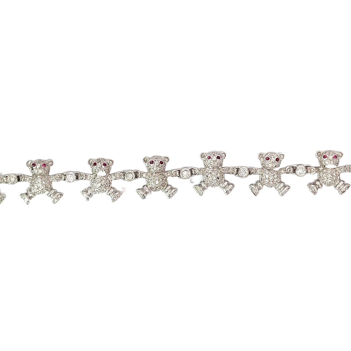 Ladies 18k White Gold Teddy Bear Diamond Bracelet