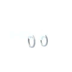 14k Yellow and White Gold .10ct G SI1 Round Small Diamond Hoop Earrings