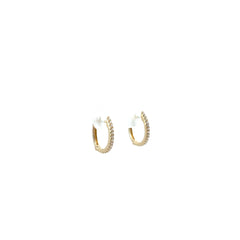 14k Yellow and White Gold .10ct G SI1 Round Small Diamond Hoop Earrings