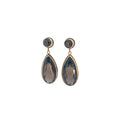 18k Yellow Gold Vintage Smokey Quartz Drop Earrings