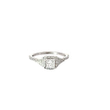 14K WHITE GOLD .75CT F SI1 PRINCESS CUT, TRILLION AND ROUND DIAMOND ENGAGEMENT RING