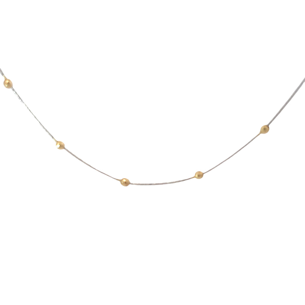 14k Two Tone (20) Gold Bead Section Necklace 18" inch 3.7 gram