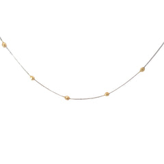 14k Two Tone (20) Gold Bead Section Necklace 18" inch