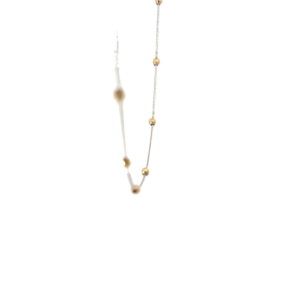 14k Two Tone (20) Gold Bead Section Necklace 18" inch 3.7 gram