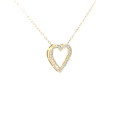 14k Yellow Gold .50ct H SI1 Round Channel Set Diamond Heart Pendant