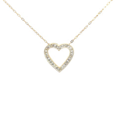 14k Yellow Gold .50ct H SI1 Round Channel Set Diamond Heart Pendant