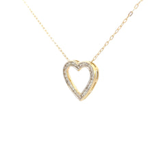 14k Yellow Gold .50ct H SI1 Round Channel Set Diamond Heart Pendant