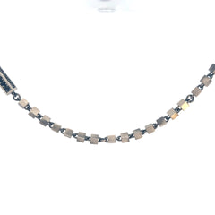Sterling Silver 48.0 gram Square Necklace with Round Black Onyx Stones