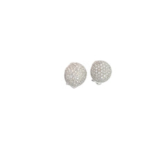 18k White Gold 2ct E VS2 Round Diamond Domed Pave Set Clip On Earrings
