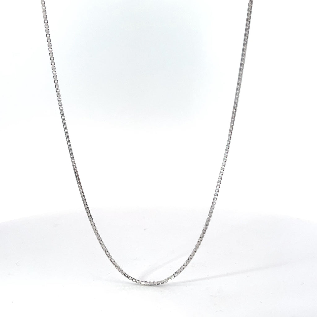 14k White Gold 4.0 Gram Box Link Necklace 24" inch 1.1 mm