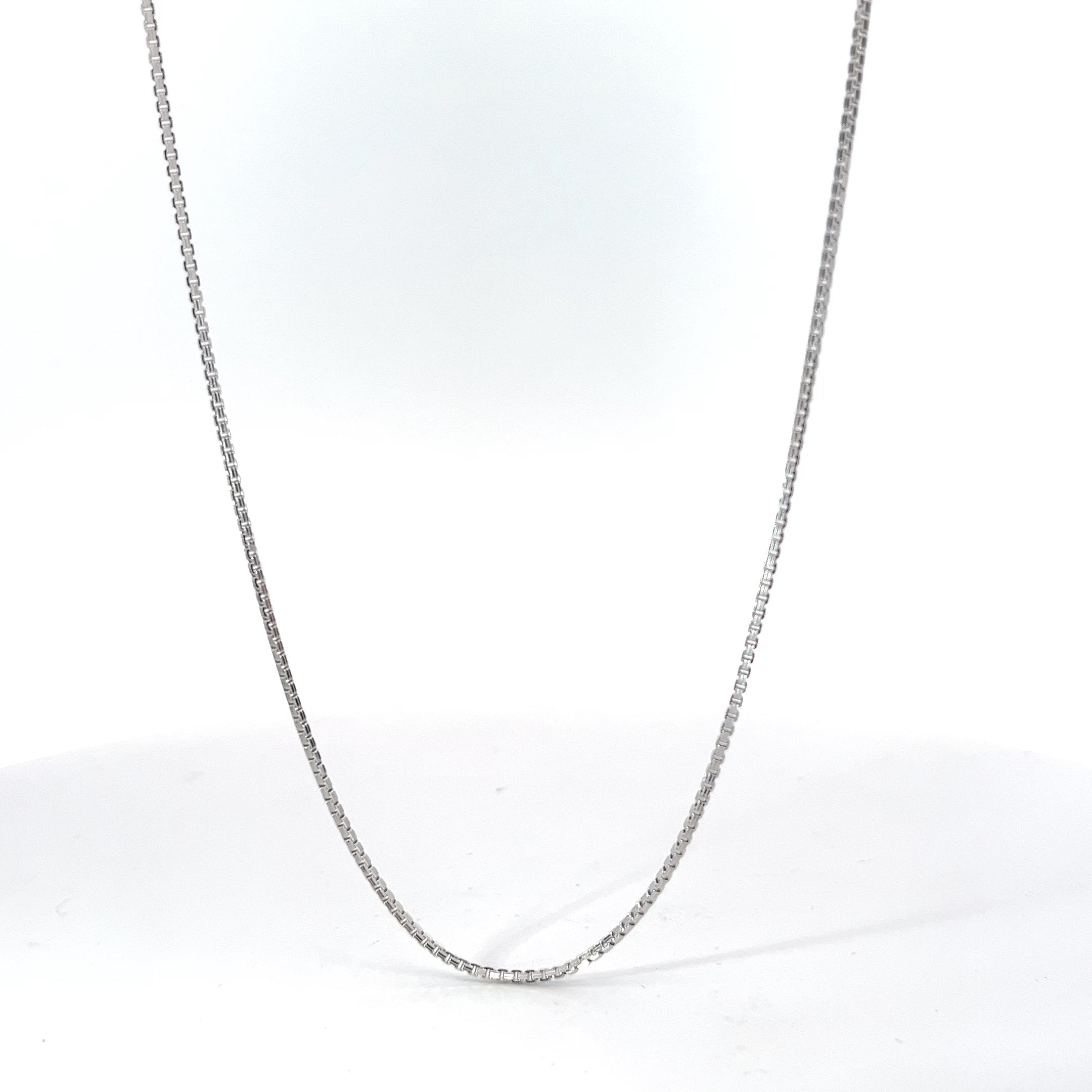14k White Gold 4.0 Gram Box Link Necklace 24" inch 1.1 mm