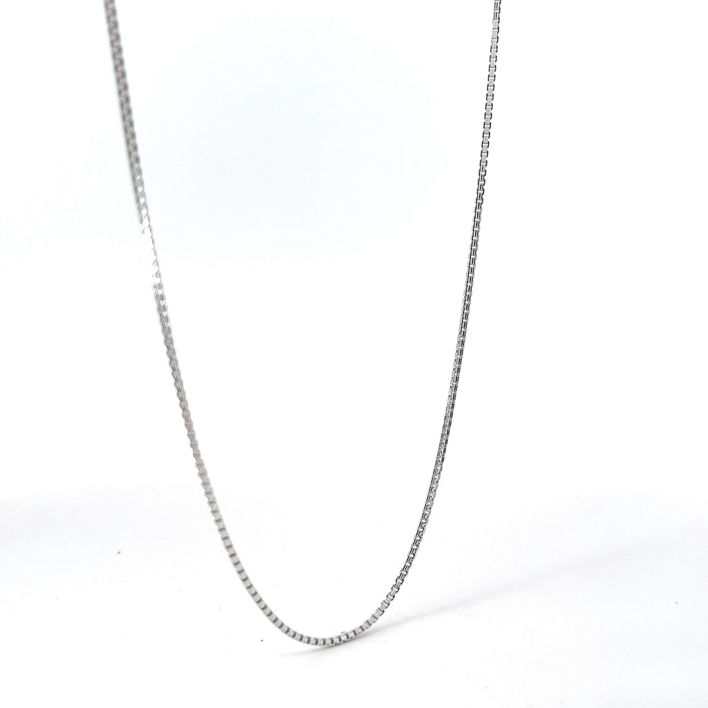 14k White Gold 4.0 Gram Box Link Necklace 24" inch 1.1 mm