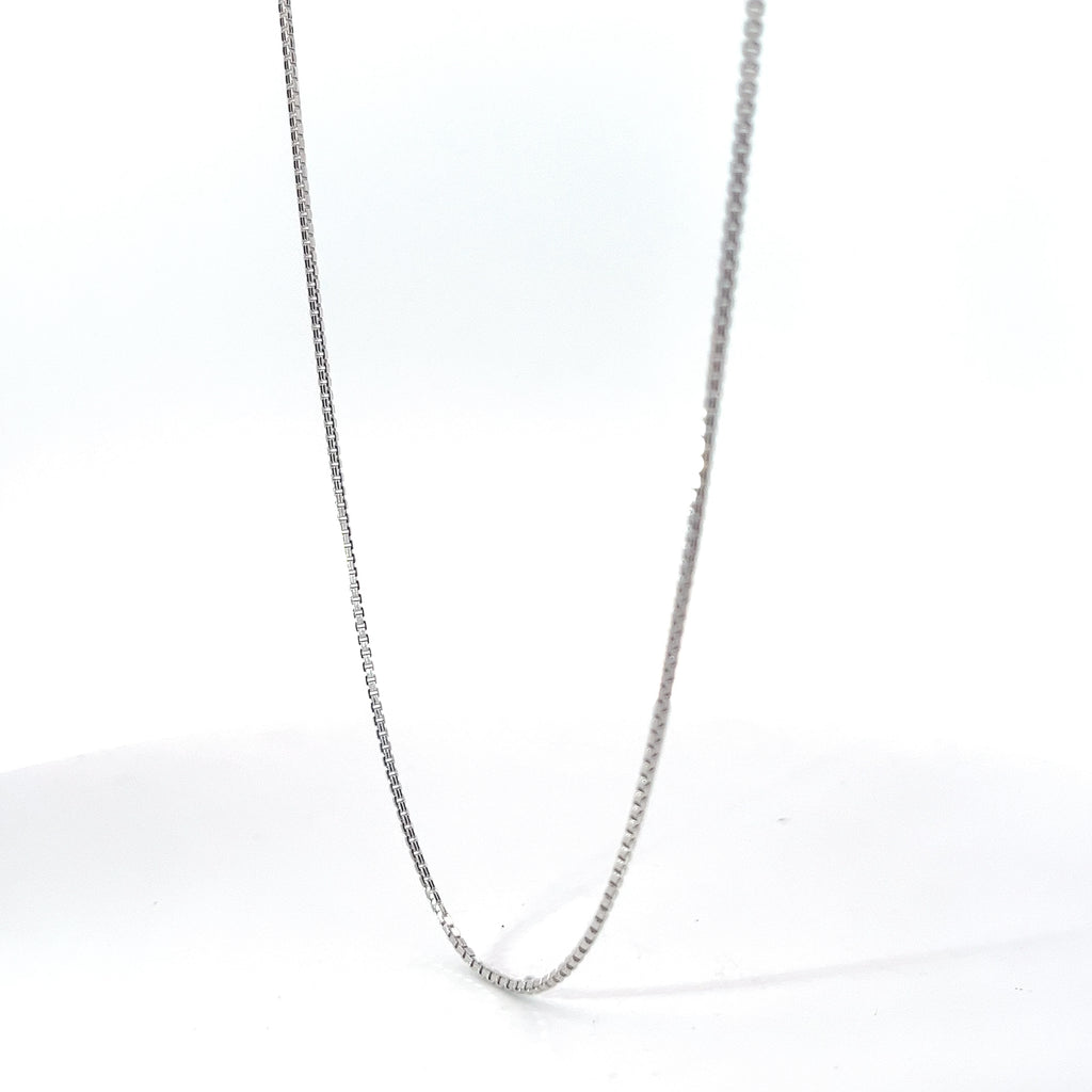 14k White Gold 4.0 Gram Box Link Necklace 24" inch 1.1 mm