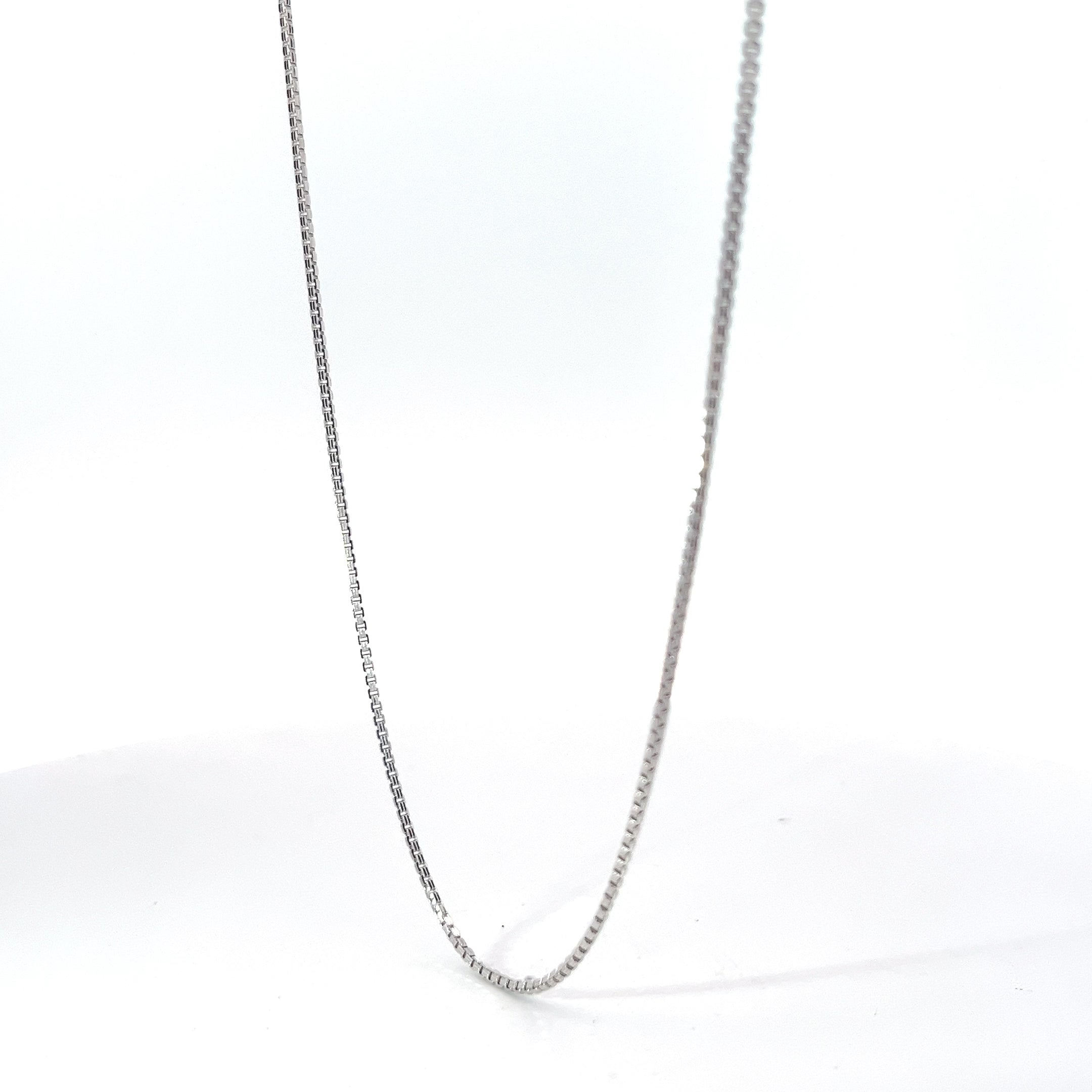 14k White Gold 4.0 Gram Box Link Necklace 24" inch 1.1 mm