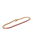 Ladies 14k Yellow Gold Ruby Tennis Bracelet