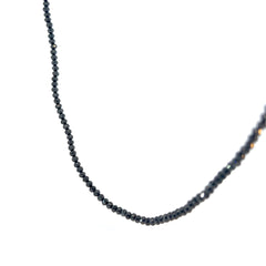 14k White Gold 57.6ct Beaded Black Diamond Necklace 24"inch 3.5mm