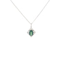 18k White Gold 2.99ct Oval Green Tourmaline and .45ct G SI1 Round Diamond Necklace Certified By American Gemological # CS56304