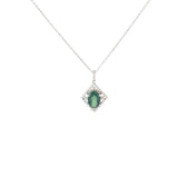 Ladies 18k White Gold Green Tourmaline and Diamond Necklace