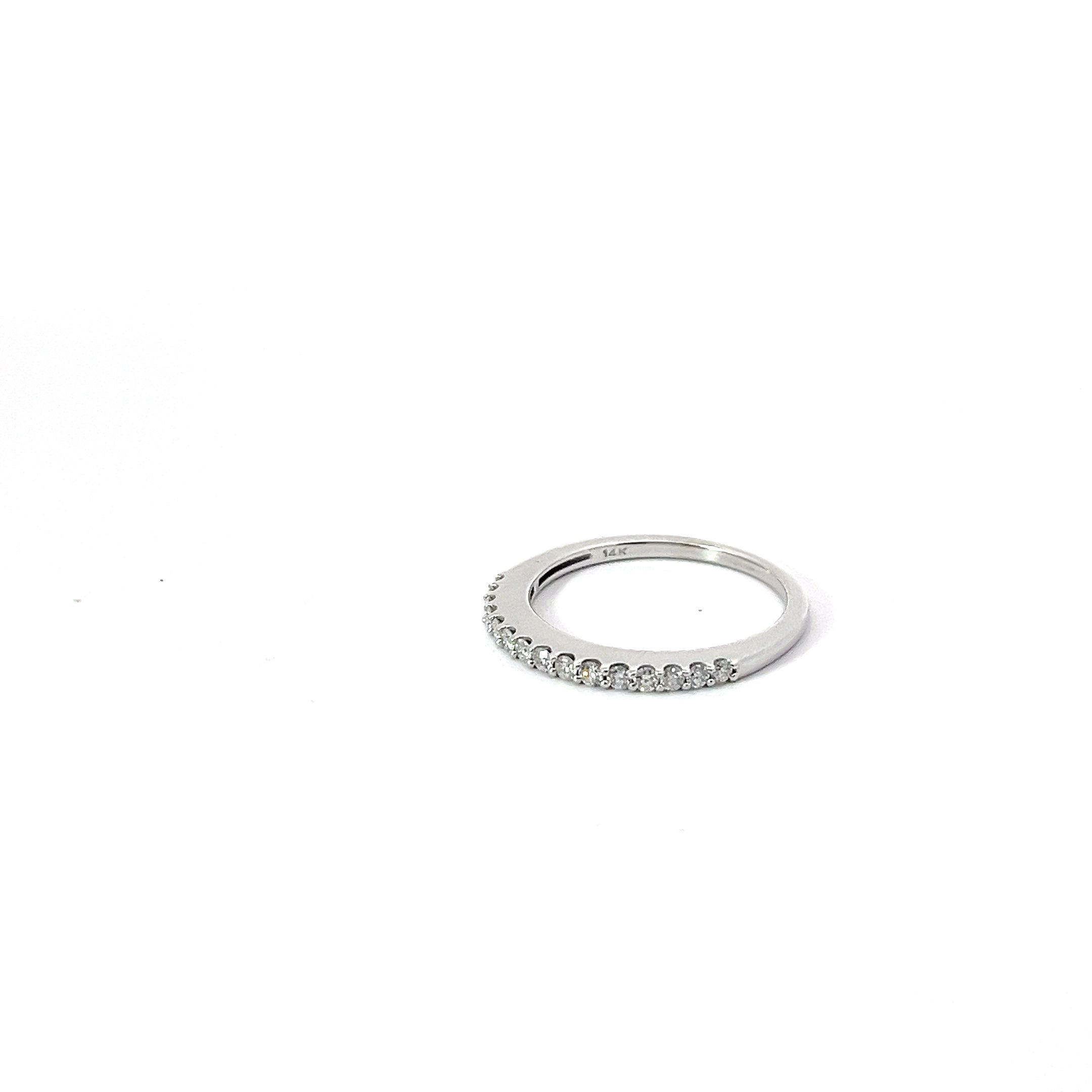 14k White Gold .25ct G SI1 Round Diamond Stackable Wedding Band 1.70 mm size 7
