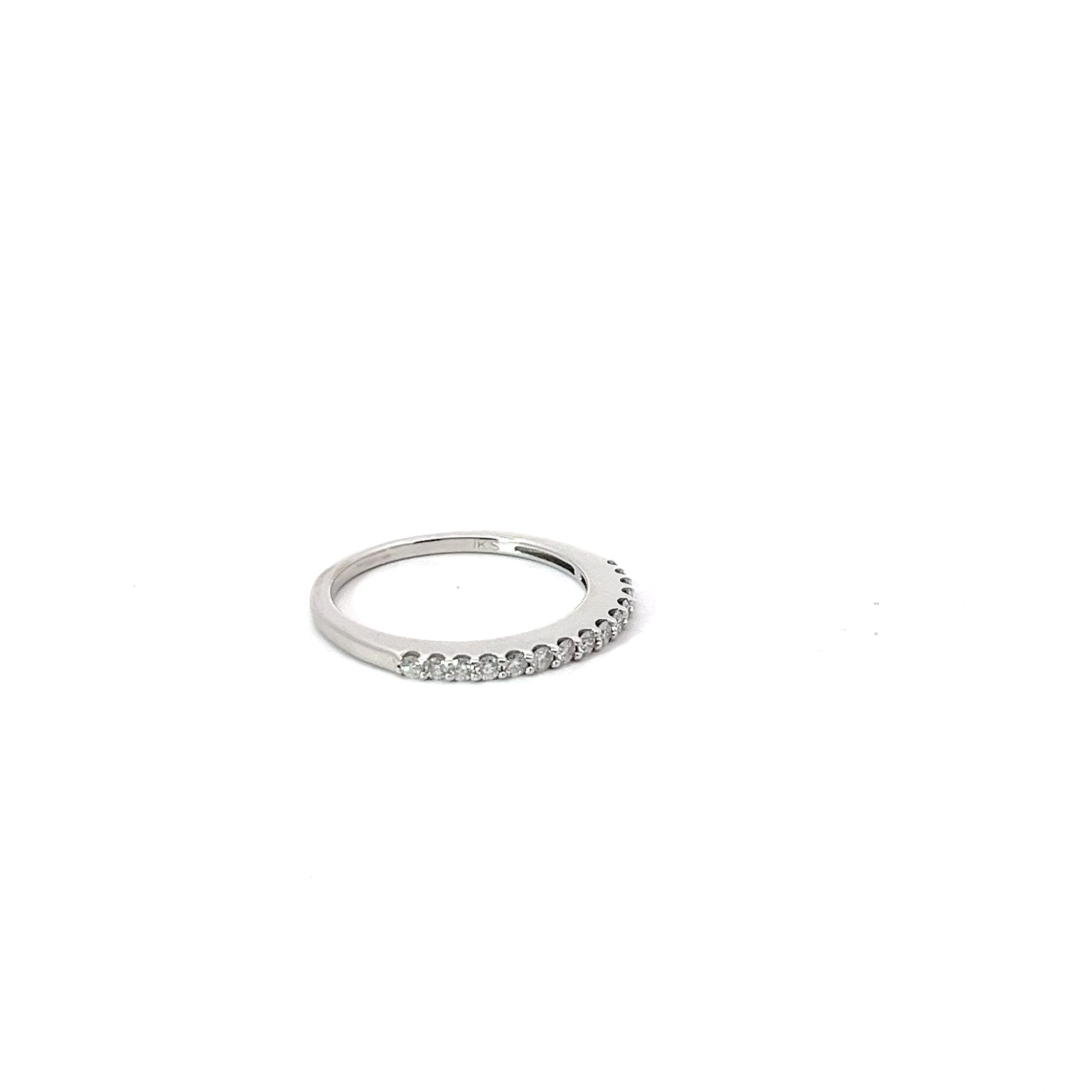 14k White Gold .25ct G SI1 Round Diamond Stackable Wedding Band 1.70 mm size 7