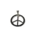 18k White Gold 1.25ct Black Diamond Peace Sign Pendant