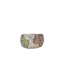 18k White Gold 2.00ct Pink and Yellow Round total weight Sapphire and surround by 1.35ct G VS2 Round Diamond Ring Diamond ring