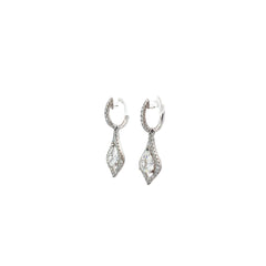 18k White Gold 2.55ct Round F VS2 Pear Shape and Round Diamond Drop Earrings