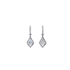 18k White Gold 2.55ct Round F VS2 Pear Shape and Round Diamond Drop Earrings