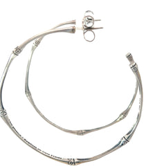 RETIRED JOHN HARDY BAMBOO STERLING LARGE HOOP EARRINGS